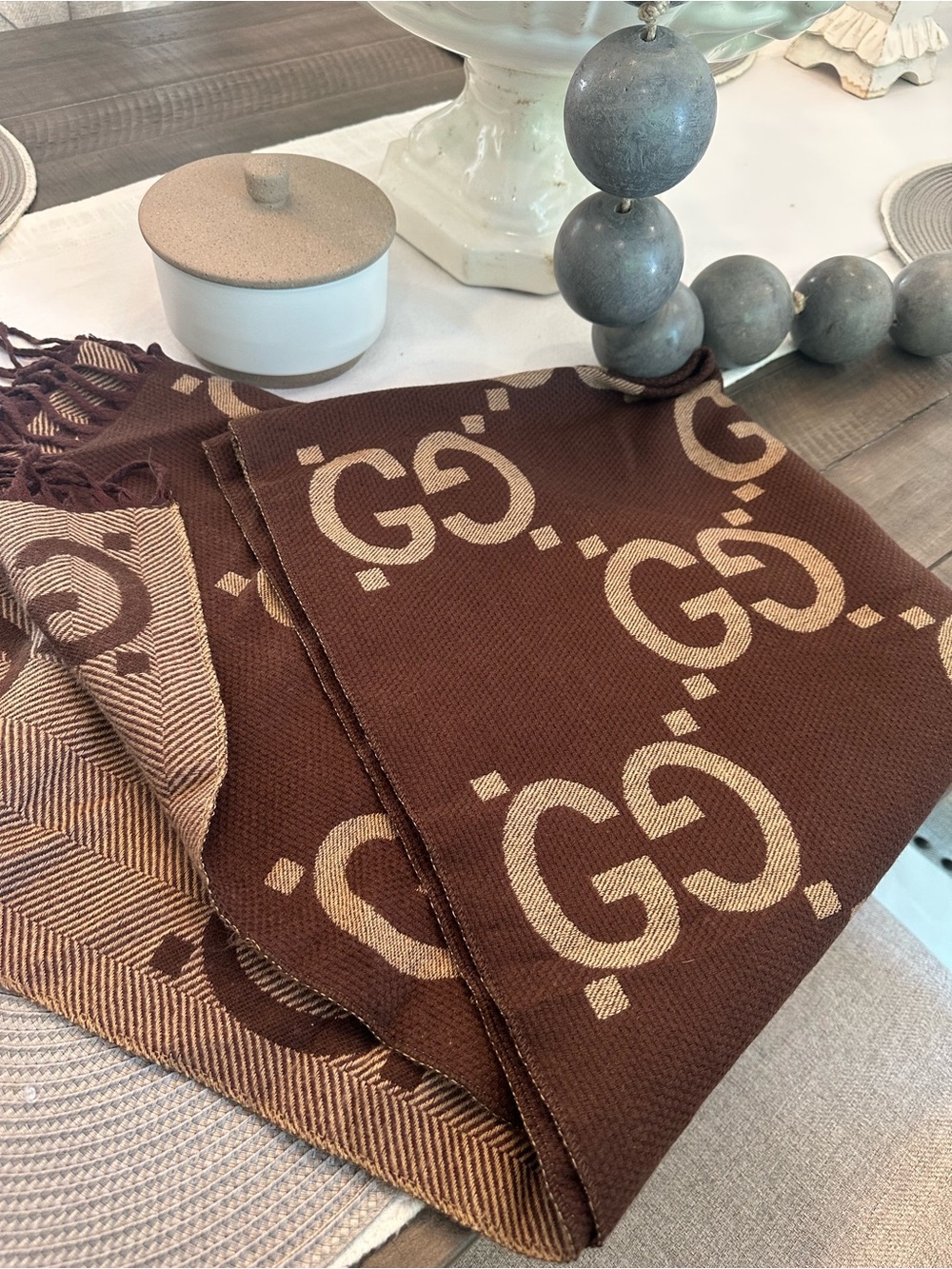 Scarf long reversible brown and tan! NEW! So soft!